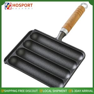 Multi Slot Cast Iron Sausage Pan 4 Slots with Hook for Grilling Sausage at Home Premium Cast Iron Cookware for Kitchenware
