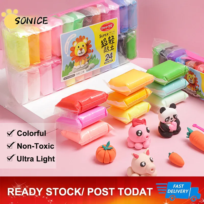 Air Dry Clay24/12 Colors Modeling Clay Set with Sculpting Tools Foam Clay  DIY Toy Kits Early Education Gifts for Kids Non-Toxic Ultra Light Soft