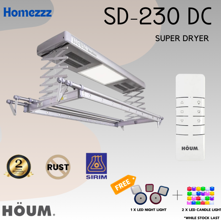 HOUM Super Dryer SD230DC Capacity up to 35KG 4 Extendable Rods