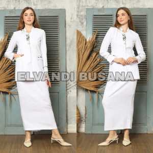 Blazer Wanita Baju Kerja Kantor Seragam PDH PNS Pemda Dinas Guru ASN Wanita Setelan Rok Span Kode 7011 Warna Putih