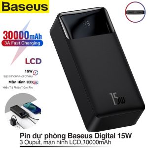 Pin sạc dự phòng dung lượng lớn 30000mAh Chính Hãng Baseus Sạc nhanh 15W màn hình LCD