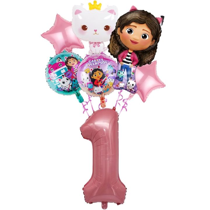 Gabby Dollhouse Birthday Decorations 32inch Number Balloons Cat Theme