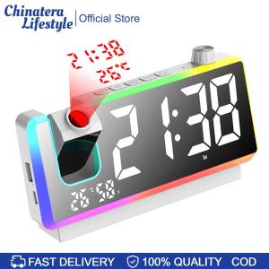 Projection Alarm Clock USB Charge Digital Alarm Clock LED Mirror for Hearing Impaired & Deaf People