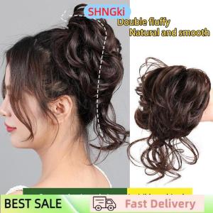 SHNGki Synthetic Hair Bun Chignon Messy Curly Gripping Clip Hairpin Elastic Scrunchy False Hair Pieces For Women Hairpins