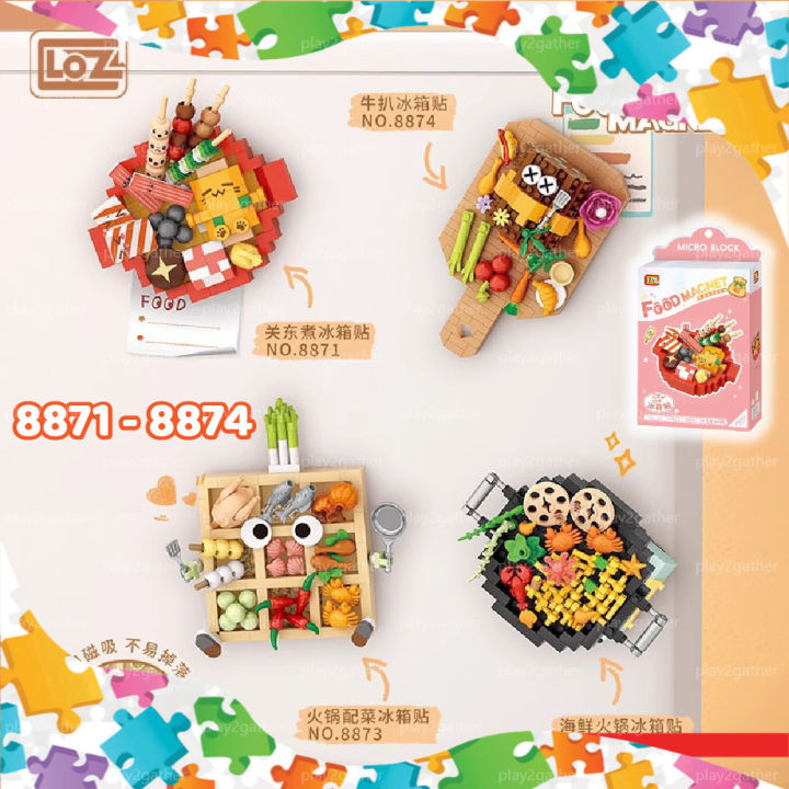 LOZ 8871-8874 Mini Food Magnet Building Blocks | Fridge Sticker Toy ...