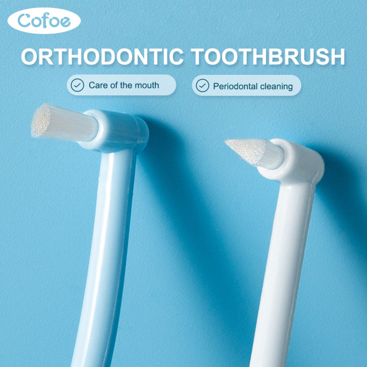 Cofoe Orthodontic Toothbrush for Braces Teeth Small Pointed Round Head ...