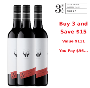 3 Rings Barossa Shiraz 2021 (Triple Pack) - Value: $111 - You Pay $96 net ...