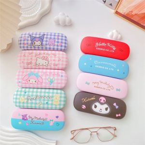 Sanrio Hello Kitty Glasses Case Kawaii Cute Cinnamoroll Kuromi Melody Creative Portable Myopia Glasses Storage Box Girls Gifts