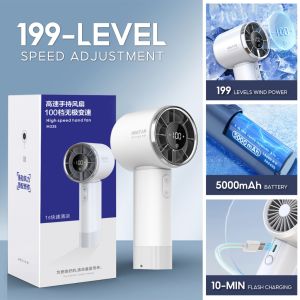 Portable Fan Handheld Fan With Air Turbo Cooler USB Charging 1-100 Speeds LED Display