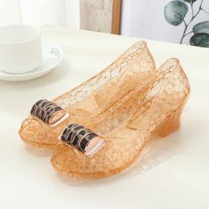 Ladies Crystal Jelly Wedges Sandals Woman Transparent Cut-outs Shoes Comfortable Mom Summer Sandalias Open Toe2026