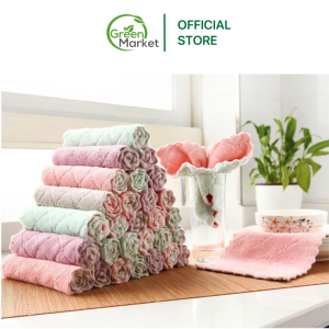 Kain Lap Dapur Coral Fleece Anti Minyak Lap Piring Serbaguna Daya Serap Tinggi Cepat Kering