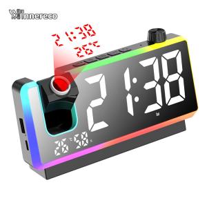 Stylish Projection Alarm Clock with Dual Alarms USB Charging for Hearing Impaired and Deaf Users Large Bright Screen Easy Operation