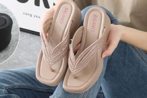 Sandal Selop Jelly Wanita Wedges Import Balance Tali 3 Hak Sedang 2226-D18