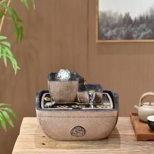 Home Decoration Items Water Fountain Water Fountain Indoor Feng Shui Fortune Rolling Water Ornament Simple Style for Wealth Attraction Home Decoration Items Water Fountain Desktop Home Decor