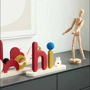 Sacesr Wooden letters Figurines Dopamine color Eco-friendly Waterproof Anti-fade Figurines Nordic Cute Pastoral Style Decoration Crafts 3M8Q4