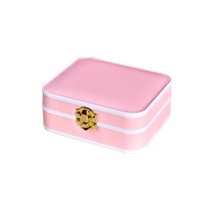 GJ56 PU Leather Lockable Jewelry Box Double Layer Lockable Jewelry Storage Case Case Holder Vintage Portable Jewelry Case Travel