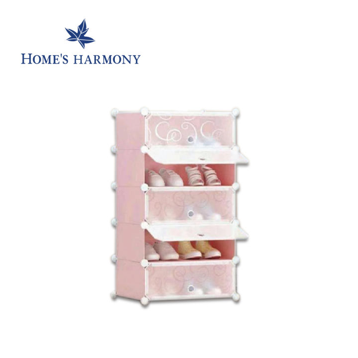Casa Studio Tiffany Layer Shoe Cabinet Pink Pink Plastic Shoe
