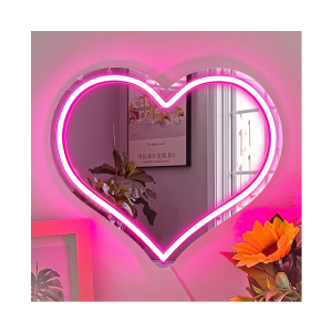 Winbo Mirror With Led Light for Bedroom Wedding Decor Wall Mounted Vanity Mirror With Lights Dreamcolor Neon Mirror
