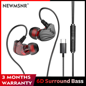 Newmsnr S2000 TYPE-C (Brand Headphones) 6D Surround Sound Bass Earphones IPX5 Waterproof Sweat-proof Sport Headset Noise Cancellation Earbuds In ear Earphone With Mic 3.5mm Plug Beats Headphone Gaming Headset For Samsung /POCO/Xiaomi/Huawei /Oppo/Vivo etc