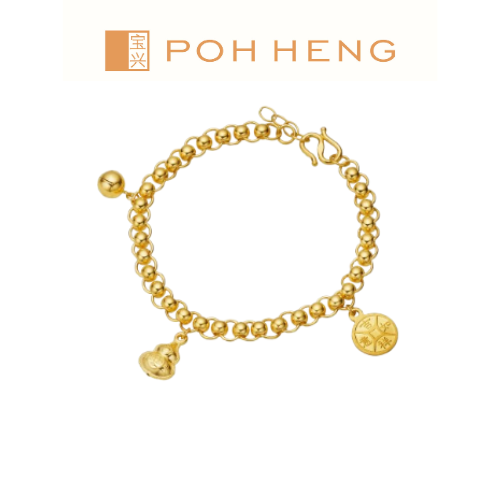Poh Heng Jewellery 24K Baby Charms Bracelet in Yellow Gold