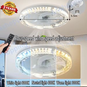 Ceiling Fan with Led Light 3 Light Colors E27 30W 40W Fan and Light Ceiling Lights with Fan with Remote Control Silent Ceiling Fans for Living Room Bedroom