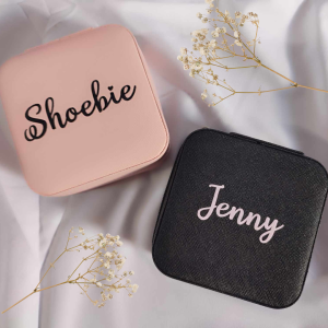 Personalized Jewelry Box Organizer Women Girl Kids Gift Souvenir Wedding Portable Travel Storage with Zipper Compact
