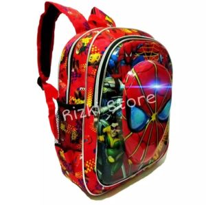 BAG RIZ -Tas ransel anak sekolah - tas anak laki - laki - ransel karakter spiderman free jam tangan