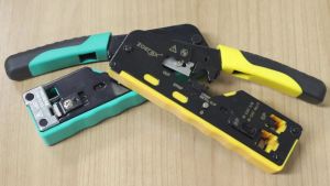 ZOERAX RJ45 Crimping Tool Pass Through Crimper Ethernet Network Cable Cutter & Stripper for Cat7 Cat6A/6 Cat5e with Replaceable Blade