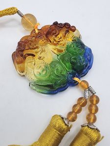 (SG Seller Ready Stocks) Glazed Glass (Liu Li) Colorful Double Pixiu Hanging Ornament 琉璃彩色双貔貅吊挂