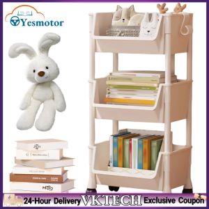 Portable Plastic Cart with Wheels for Kitchenware and Office Supplies Easy to Move Rolling Storage Solution