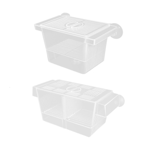 2PCS Fish Breeding Tanks Clear Isolation Container with 2 Dividers For Injured Pregnant Fish And Fry Safety Shelter Place