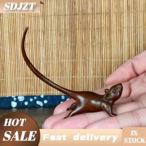SDJZT Đuôi Dài Chuột thu nhỏ bức tượng Trung Quốc phong cách trà Pet cổ điển tinh khiết Đồng Chuột trang trí phụ kiện trang trí nhà
