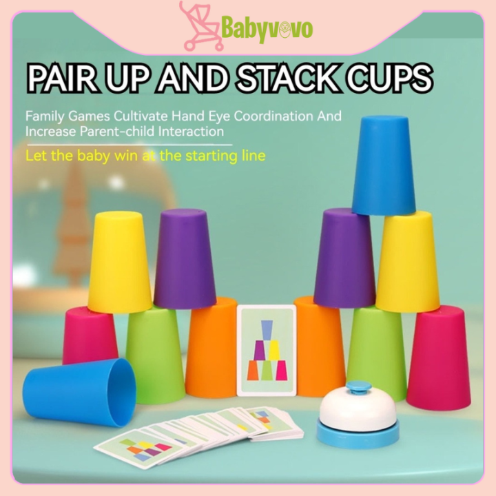 Stacking Cups Color Sorting Toys for Toddlers Double Battle Stacked Cup