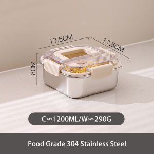 Vision 1200/1600/2300/3000ml Stainless Steel Food Storage Box With Sealed Lid Lunch Box Fridge Food Container Food Vacuum Preservation Box Refrigerator Organizer Mould Proof Insect Proof and Dust Proof