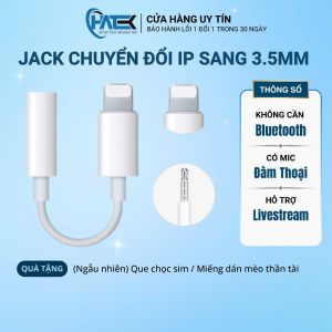 Cáp Chuyển Đổi Sang Tai Nghe Cổng 3.5mm dành cho Điện Thoại IP - Không Cần Bluetooth - Bảo hành lỗi 1 đổi 1 LP20 E1