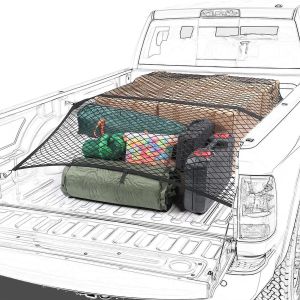 120x120cm For Toyota Fortuner Hilux Revo Vigo Truck Bed Cargo Net Truck Rear Trunk Net with 6 Hooks Elastic Cargo Net Stretchable Mesh Organizer for Pickup