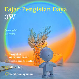 MELEDE 360°sunset Projector Lamp astronaut Led Lampu Sunset Aesthetic Efek Matahari Lampu Matahari Sunset Lamp Lampu Tidur Projector