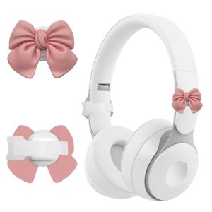 UTOPUS 2PCS Hình dạng cung Đồ trang trí tai nghe Silicone 3D Phụ kiện tai nghe  Dễ dàng cài đặt Phụ kiện trang trí tai nghe Các cô gái