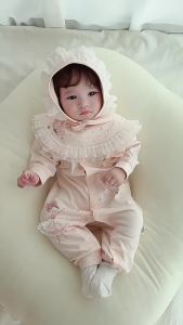 Baby jumpsuit infant autumn outing clothing pure cotton a Cute lace romper baby clothes childrens clothing