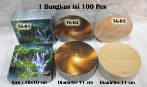 Tatakan Gelas Kencana sekali pakai isi 100 Pcs (bisa digunakan berulang kali) / Coaster / Alas Serba Guna / Tatakan Gelas dari Kertas Karton / Tatakan Murah / Desain menarik / Tatakan Printing