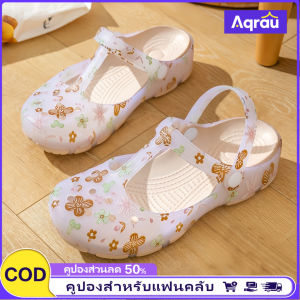 Aqrau 【50%OFF】รองเท้าแตะหัวโตผู้หญิง แมรี่เจน รองเท้าเยลลี่ รัดส้น แฟชั่น พื้นนุ่ม แบบสวม สองวิธีในการสวมใส่ กันลื่น รองเท้าแต