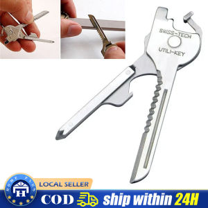 1PC 6 in 1 Stainless Steel EDC Multi Tool Utili Key Tool Key Ring Chain Pendant Pocket Cutter Mini Knife Unboxing Knife Screwdriver