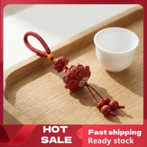 🚚【Local Express Delivery】🚚 Chinese Style Natural Cinnabar Lotus Car Keychain Lucky Phone Chain Bag Pendant for Personal Use