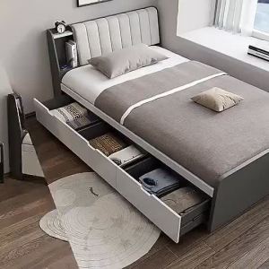 Bed Frame Solid Wooden Frame Storage Single Multi-functional Storage Tatami Mat Drawer Bed 1.2-meter Small Unit Childrens Bed