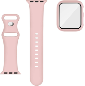 3-in-1 for Watch Band with Case Screen Protector Silicone Sport Band and Protective Cover with Tempered Glass for iWatch Ultra1/2 Series SE 9 8 7 6 5 4 3