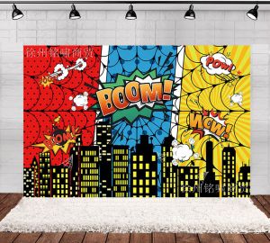 Photography Backdrop Superhero Baby  Childrens Birthday Theme