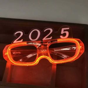 JIANZ Number Letter 2025 Happy New Year Glow Glasses LED Glow Photographic Ornaments 2025 LED Glow Glasses New Year Dress Up Plastic New Year Party Glasses Masquerade Party