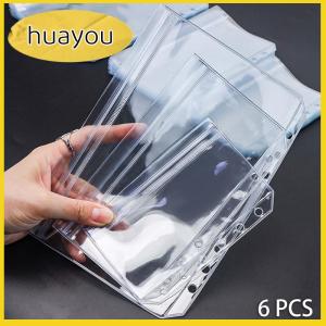 huayou ใหม่6ชิ้น A5 A6 A7 6รูกระเป๋าสองด้าน3ชั้นโฟลเดอร์ซิปใสและโฟลเดอร์ที่เปิดด้านข้างพีวีซีกันน้ำ