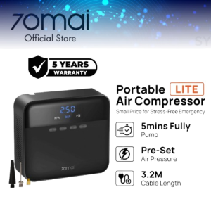เครื่องสูบลมยางแบบพกพา 70mai รุ่น Lite ขนาดเล็กกะทัดรัด เสียงเงียบ มีหน้าจอ LED แสดงผล