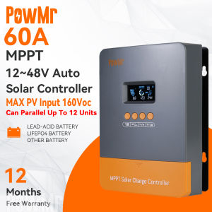 PowMr MPPT 60A/80A/100A Bộ Điều Khiển Sạc Năng Lượng Mặt Trời 12V 24V 36V 48V Có Đèn LCD Điều Chỉnh PV Tối Đa Đầu Vào 190VDC